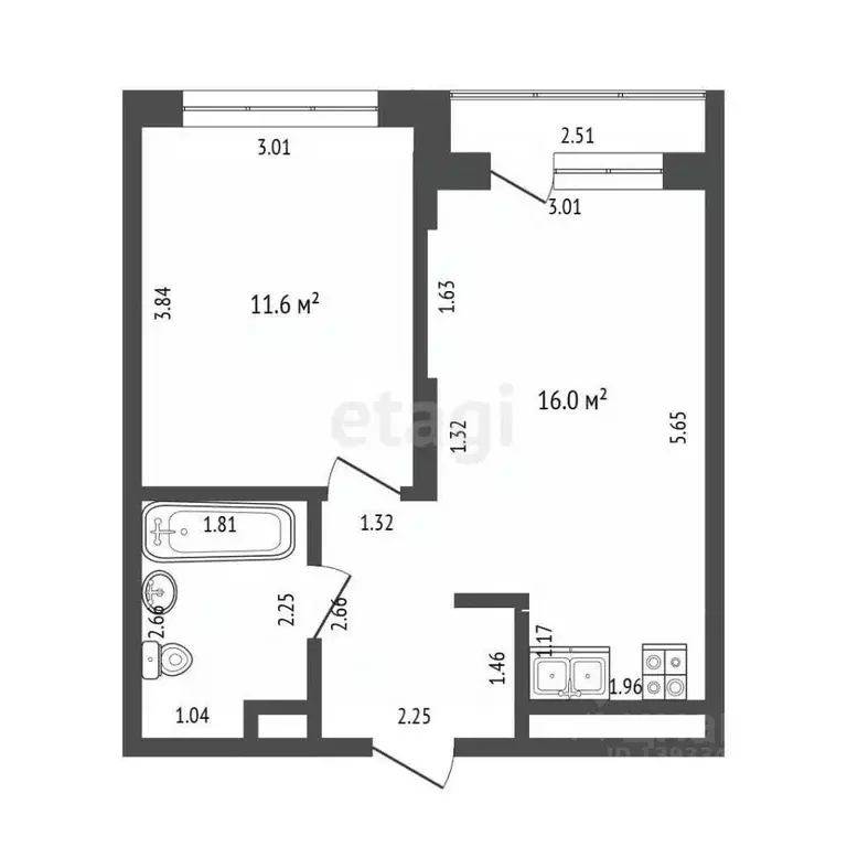 1-к кв. Тюменская область, Тюмень Полевая ул., 108 (37.0 м) - Фото 1
