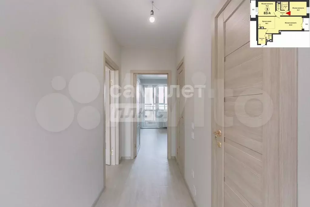 3-к. квартира, 83,4 м, 14/18 эт. - Фото 1