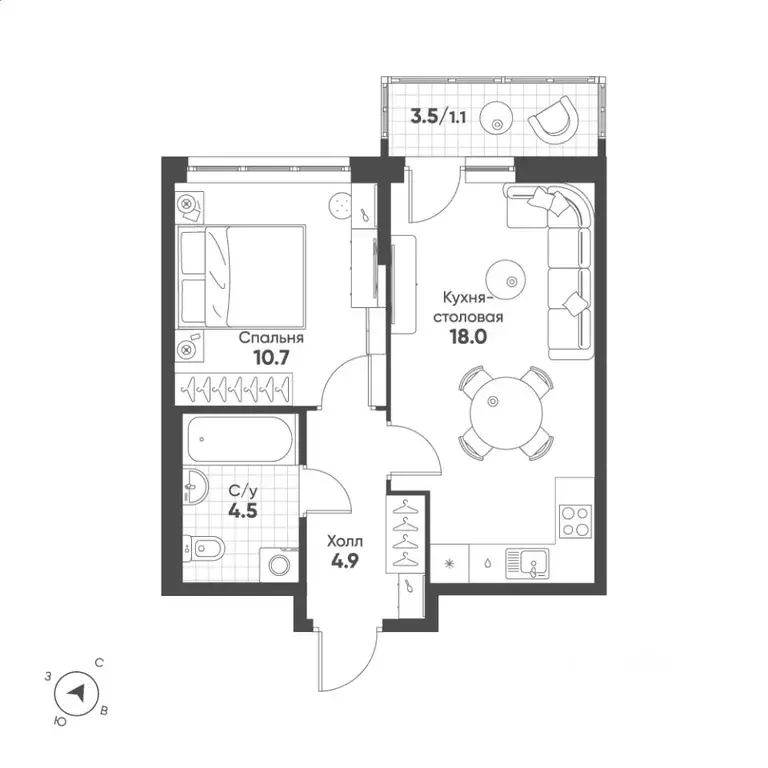 1-к кв. Свердловская область, Екатеринбург Солнечный жилрайон,  (39.2 ... - Фото 1