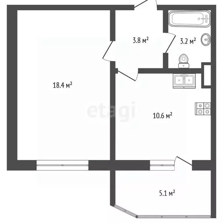 1-к кв. Ханты-Мансийский АО, Сургут Сосновая ул., 65 (36.0 м) - Фото 2