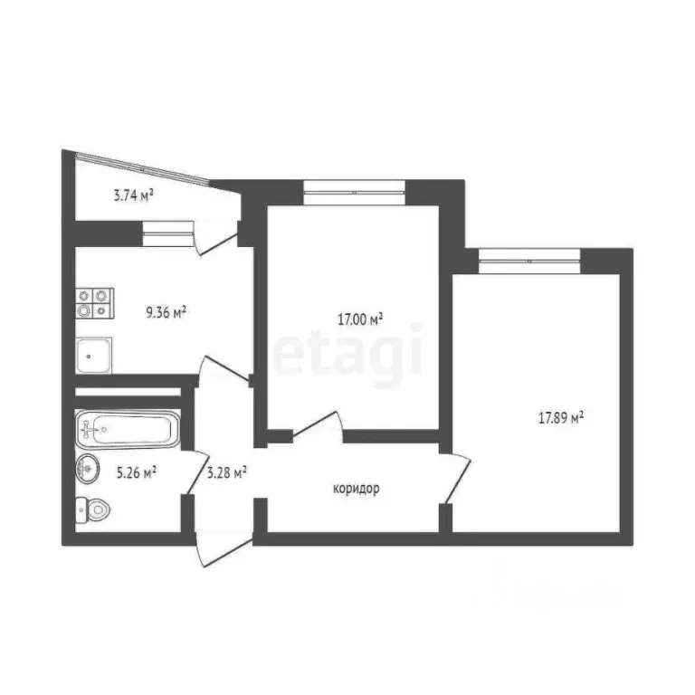 2-к кв. Тюменская область, Тюмень ул. Монтажников, 34 (58.8 м) - Фото 2