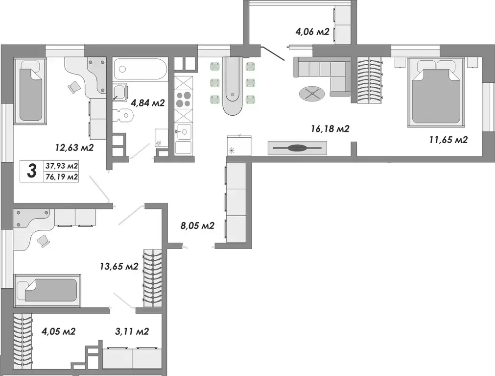 Продаётся 3-к квартира, 76.19 м - Фото 1