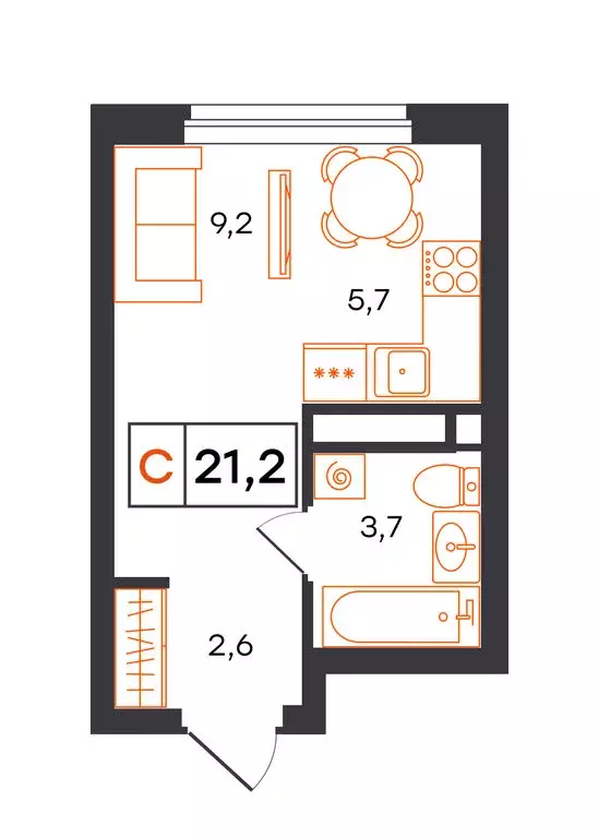 Квартира-студия: Екатеринбург, улица Патриса Лумумбы, 54 (21.2 м) - Фото 1