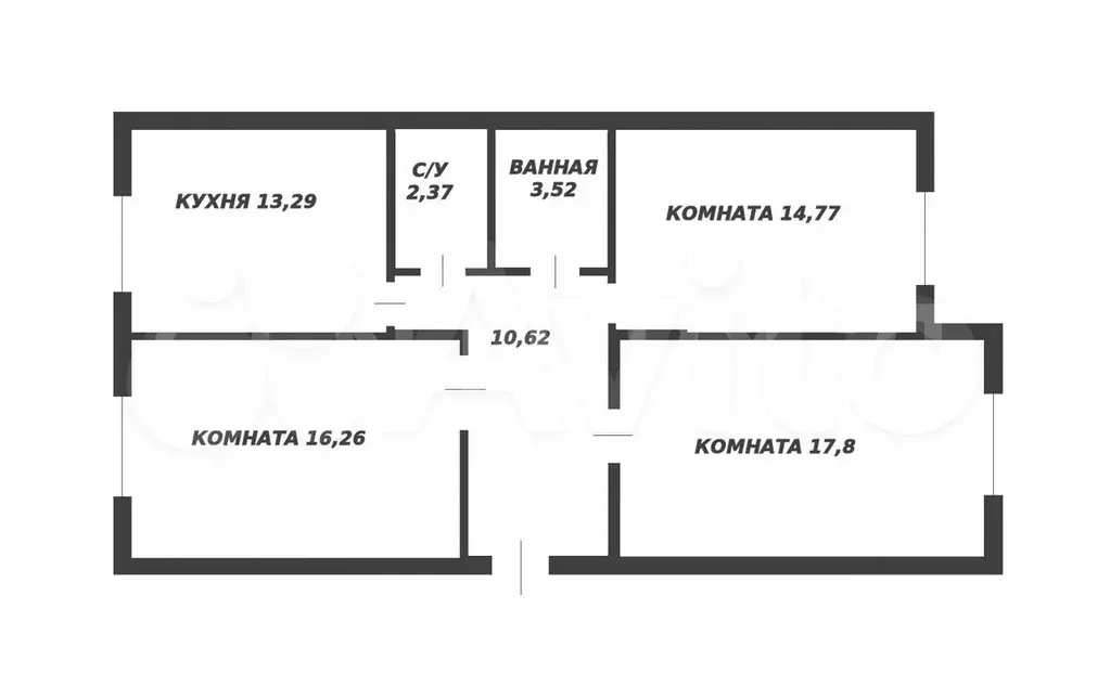 3-к. квартира, 79,6 м, 3/9 эт. - Фото 0