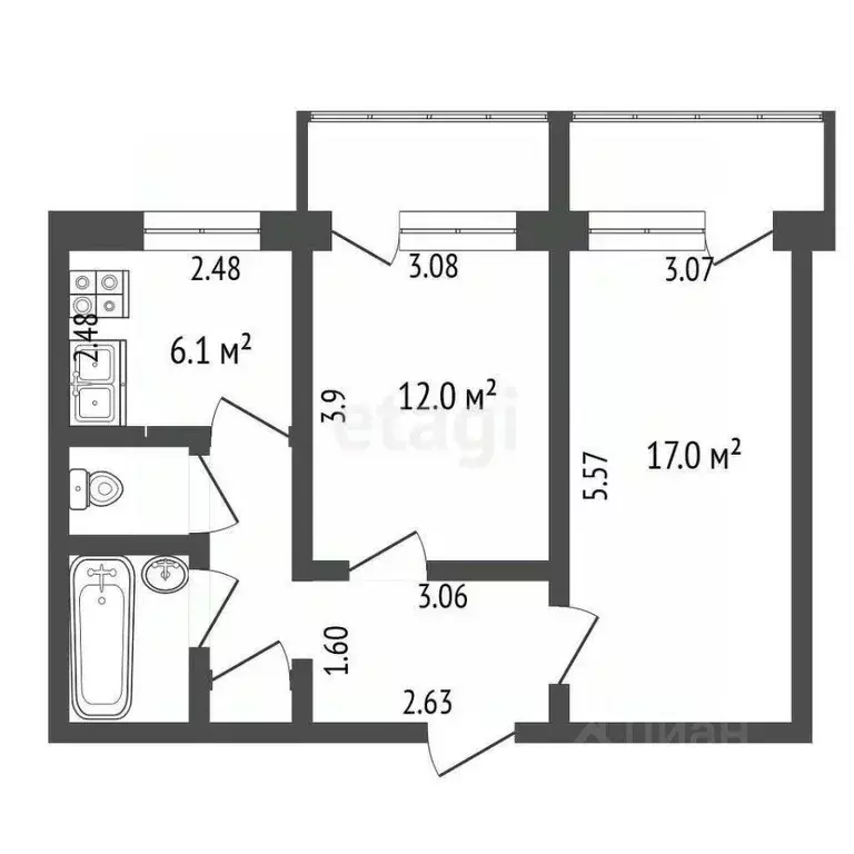 2-к кв. Тамбовская область, Тамбовский муниципальный округ, с. ... - Фото 1