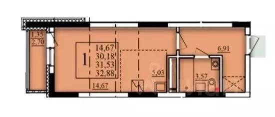 Студия Башкортостан, Уфа Затон-Восточный жилрайон, Паруса жилой ... - Фото 1