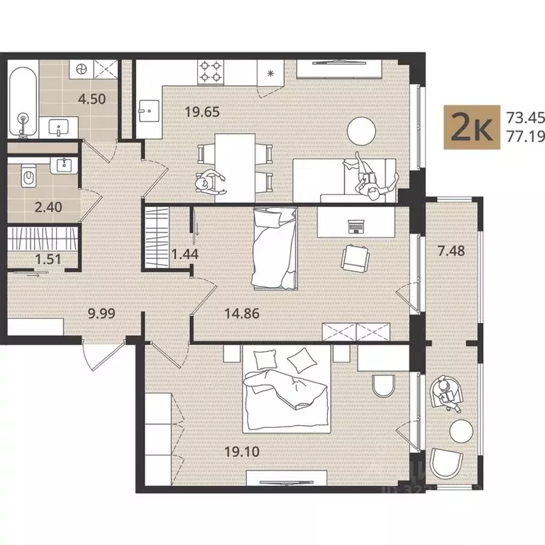 3-к кв. Архангельская область, Северодвинск Пионерская ул., 8 (72.9 м) - Фото 2