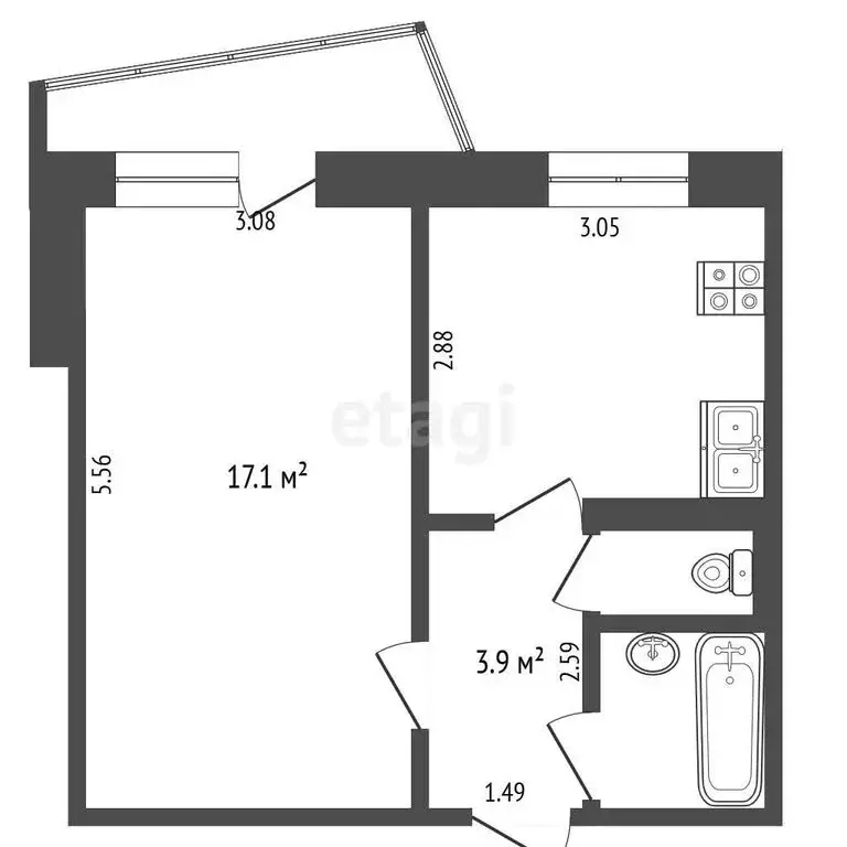 1-комнатная квартира: Тюмень, улица Софьи Ковалевской, 11 (33.1 м) - Фото 1