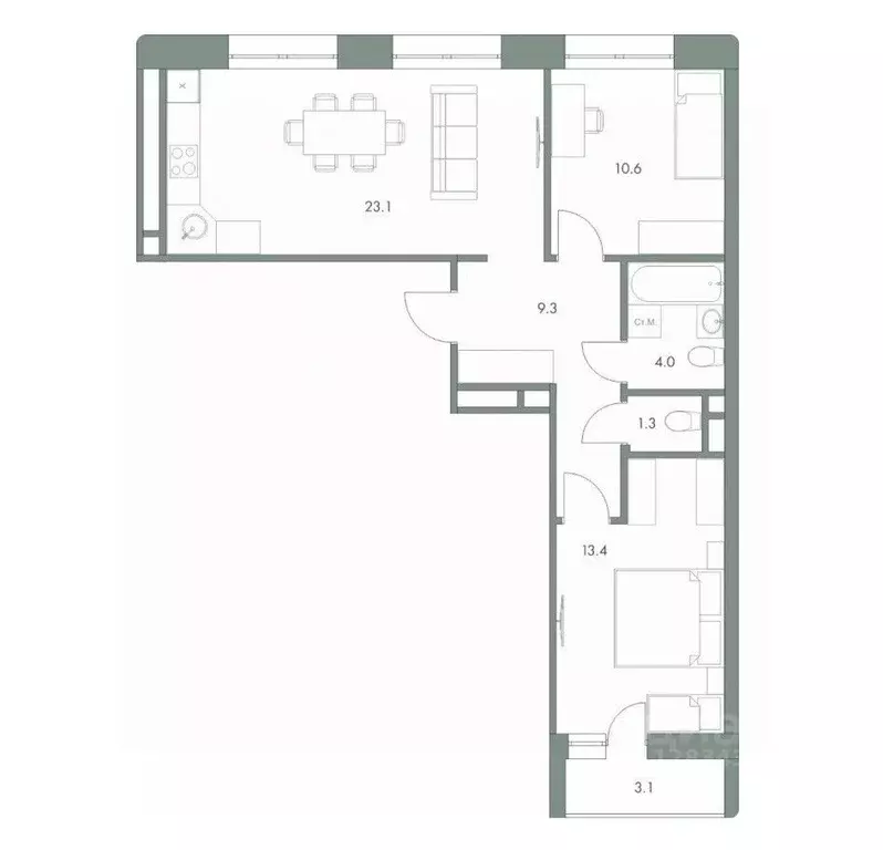 2-к кв. Ханты-Мансийский АО, Ханты-Мансийск Красноармейская ул., 45 ... - Фото 0