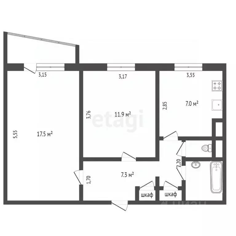 2-к кв. Крым, Симферополь ул. Героев Сталинграда (50.0 м) - Фото 1