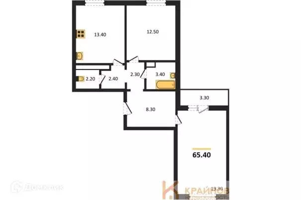 Продаётся 2-к квартира, 65.4 м - Фото 0
