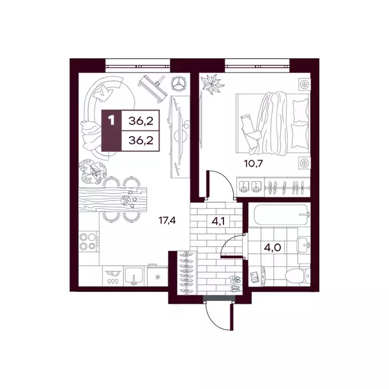 1-к кв. Тюменская область, Тюменский муниципальный округ, д. Дударева ... - Фото 1