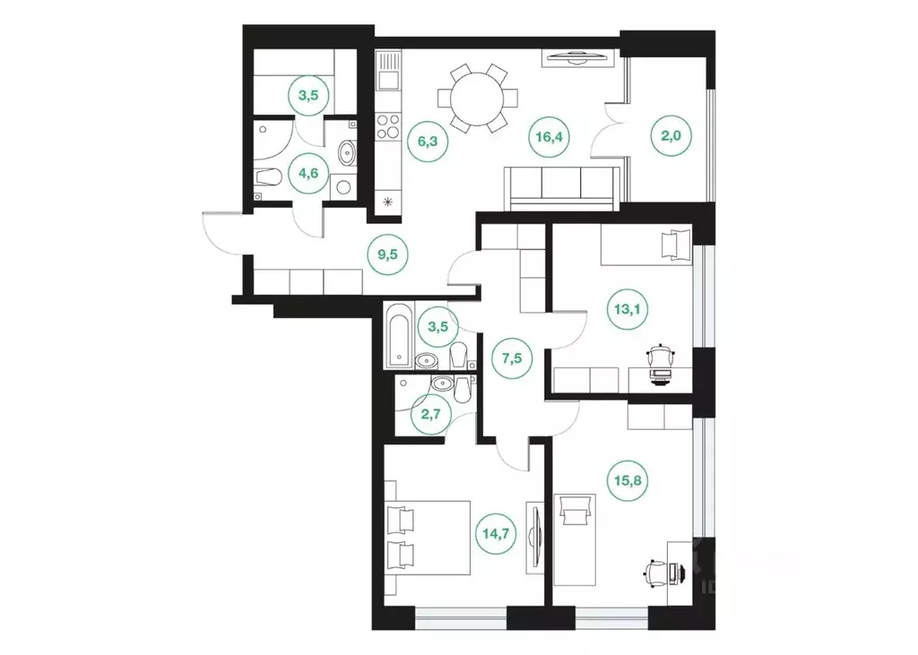 4-к кв. Башкортостан, Уфа ул. Подполковника Недошивина (99.6 м) - Фото 1