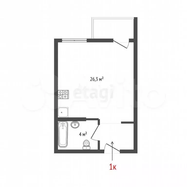 Квартира-студия, 26 м, 8/17 эт. - Фото 0