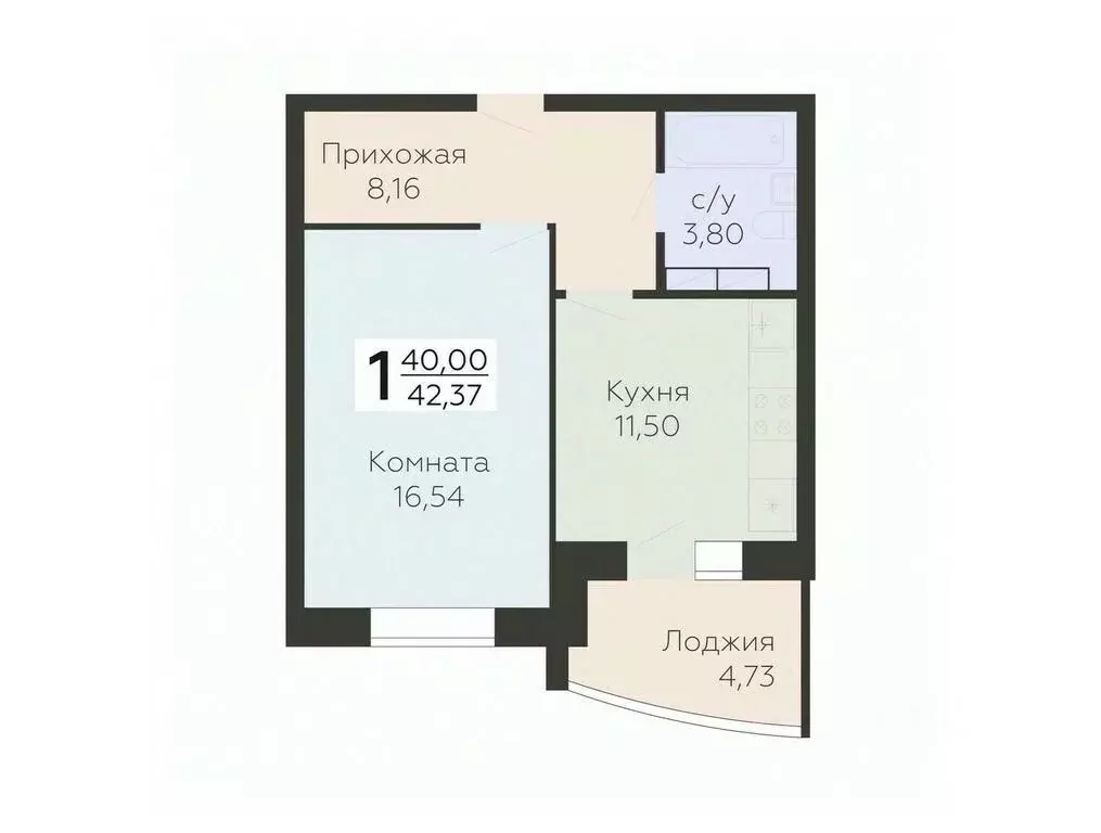 1-к кв. Орловская область, Орел ул. Панчука, 83Б (42.37 м) - Фото 0
