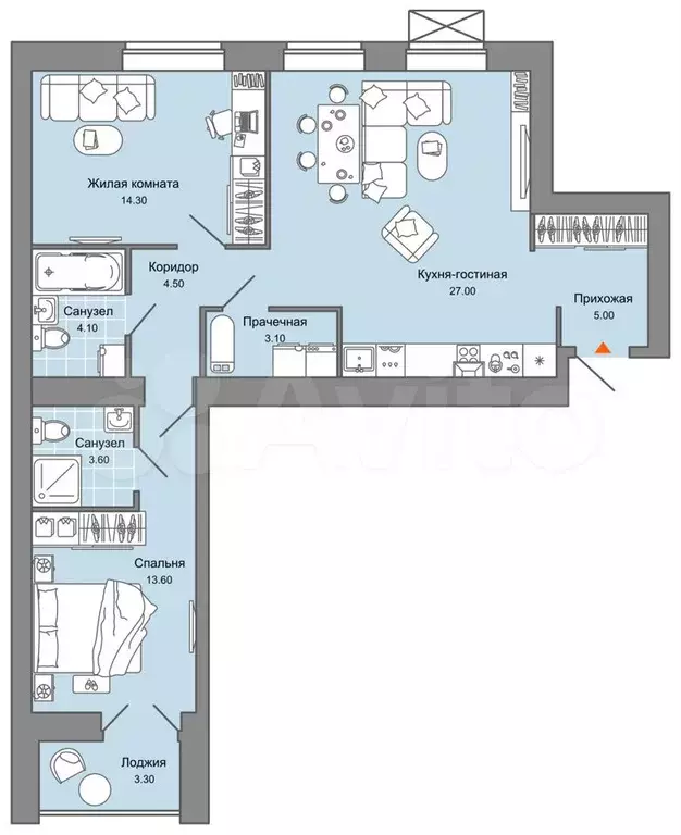 3-к. квартира, 77 м, 4/6 эт. - Фото 1