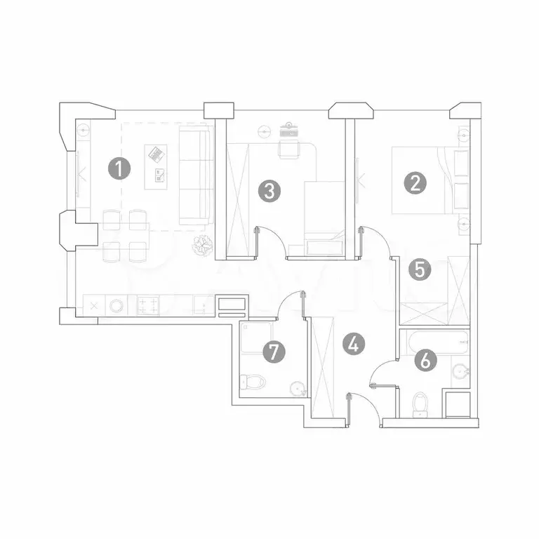 3-к. квартира, 66,5 м, 8/29 эт. - Фото 0