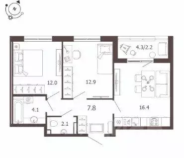 2-к кв. Санкт-Петербург пос. Шушары, ул. Соколиная, 5 (57.3 м) - Фото 2