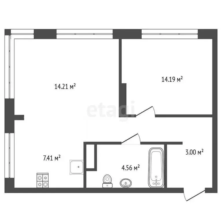 1-комнатная квартира: Тюмень, улица Новосёлов, 90 (43.7 м) - Фото 0
