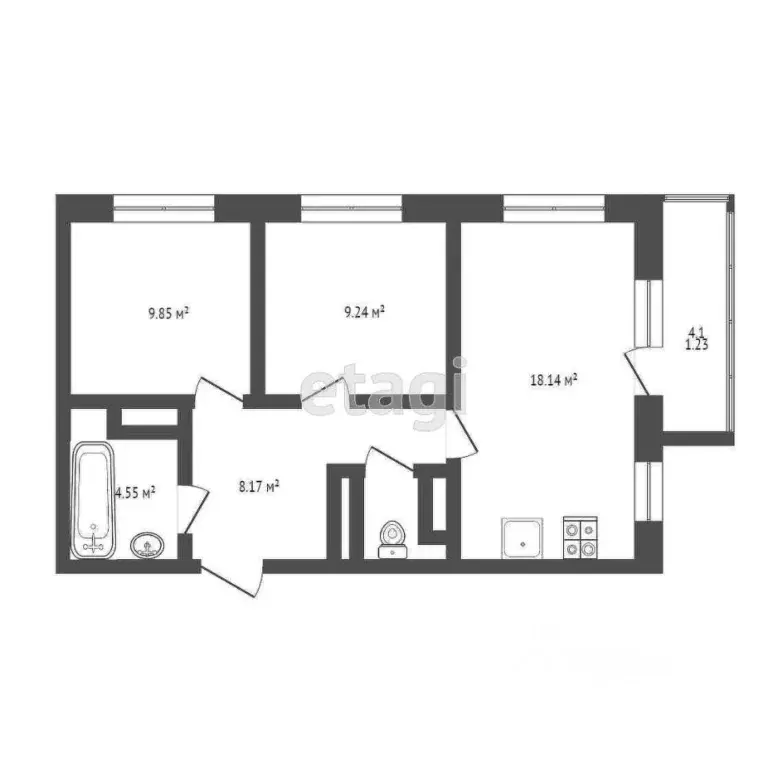 2-к кв. Тюменская область, Тюменский муниципальный округ, д. Дударева ... - Фото 2