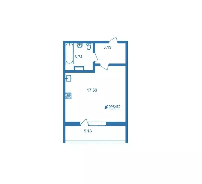 Квартира-студия: Тюмень, Алматинская улица, 5 (24 м) - Фото 1