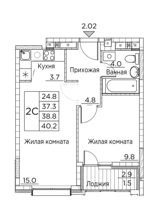 2-к кв. Приморский край, Владивосток ул. Расула Гамзатова, 7к2 (40.2 ... - Фото 0