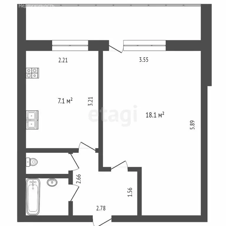 1-комнатная квартира: Тюмень, улица Николая Чаплина, 119 (32.7 м) - Фото 0
