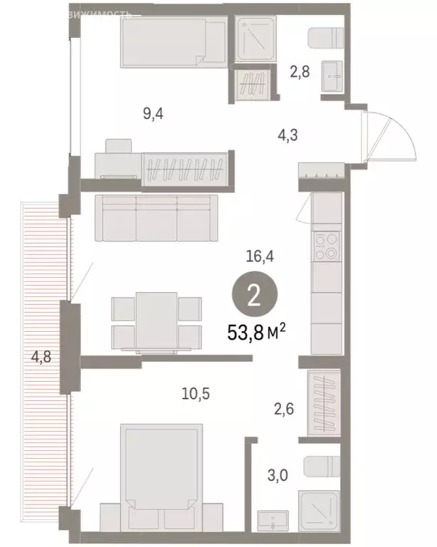 2-комнатная квартира: Екатеринбург, микрорайон Академический, 19-й ... - Фото 1