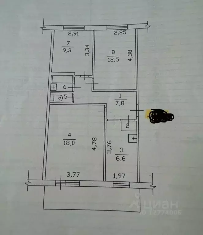 3-к кв. Татарстан, Набережные Челны просп. Сююмбике, 72 (57.8 м) - Фото 2