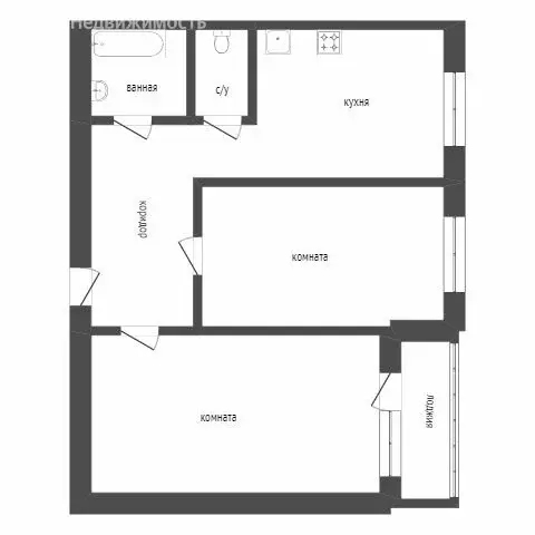 2-комнатная квартира: Курган, улица Дзержинского, 42 (42.7 м) - Фото 0