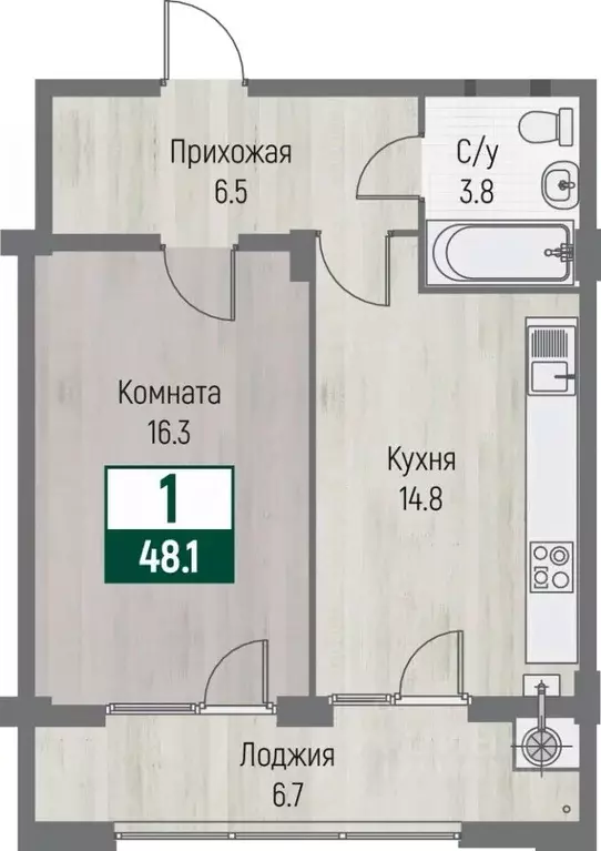 1-к кв. Ставропольский край, Ставрополь №31 мкр, Дубровский жилой ... - Фото 1