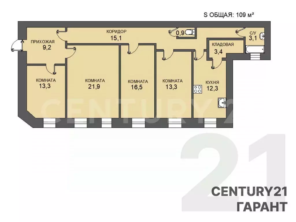 4-к кв. Санкт-Петербург Коломенская ул., 13 (109.0 м) - Фото 1