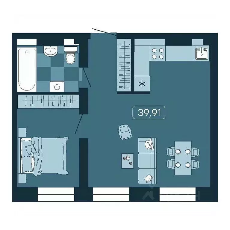 2-к кв. Приморский край, Владивосток ул. Борисенко, 100Кс1 (39.91 м) - Фото 1
