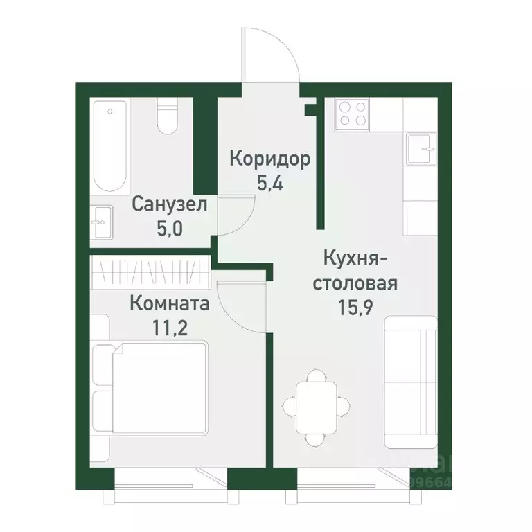 1-к кв. Челябинская область, Челябинский городской округ, пос. ... - Фото 1
