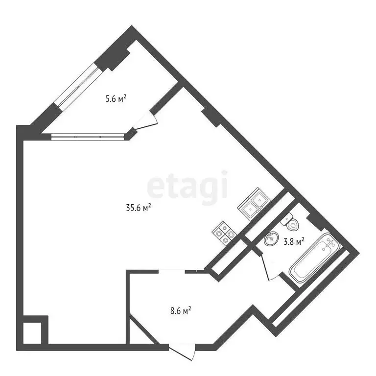 Квартира-студия: Тюмень, улица Чернышевского, 2Бк11 (54.8 м) - Фото 1