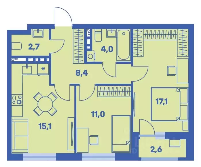 3-к кв. Пермский край, Пермь ул. Карпинского, 115 (59.6 м) - Фото 1
