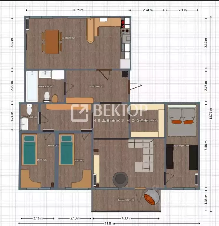 4-к кв. Ивановская область, Иваново пер. 4-й Котельницкий, 9 (98.3 м) - Фото 2