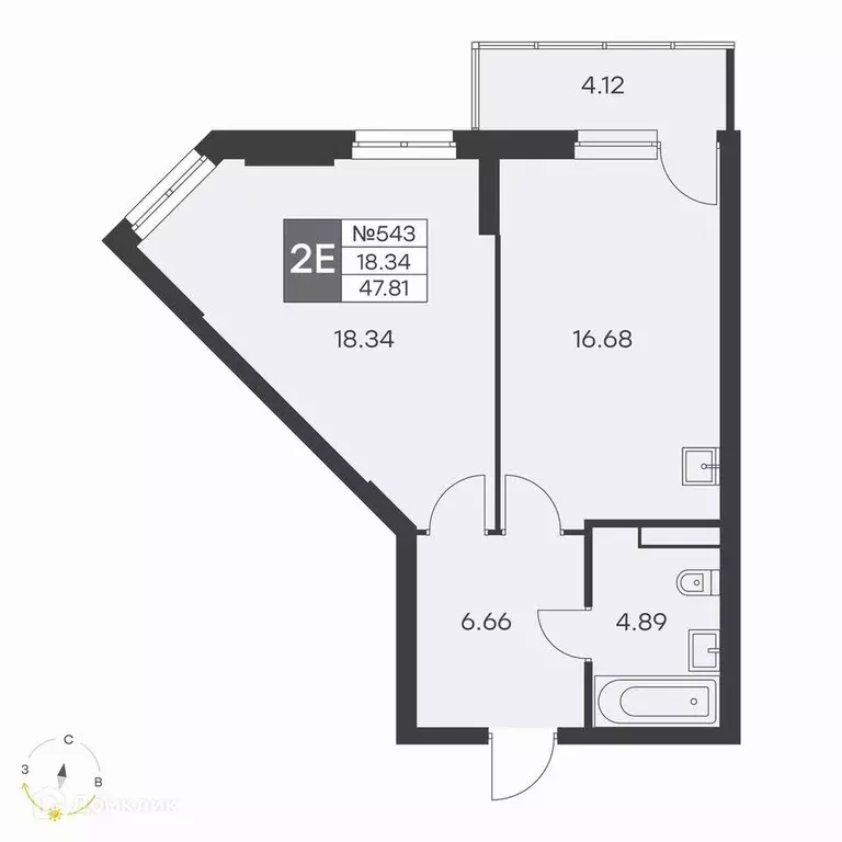 Продаётся 1-к квартира, 47.8 м - Фото 1