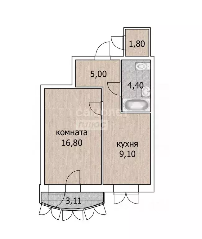 1-к кв. Тюменская область, Тюмень ул. Героев Космоса, 23 (36.0 м) - Фото 1