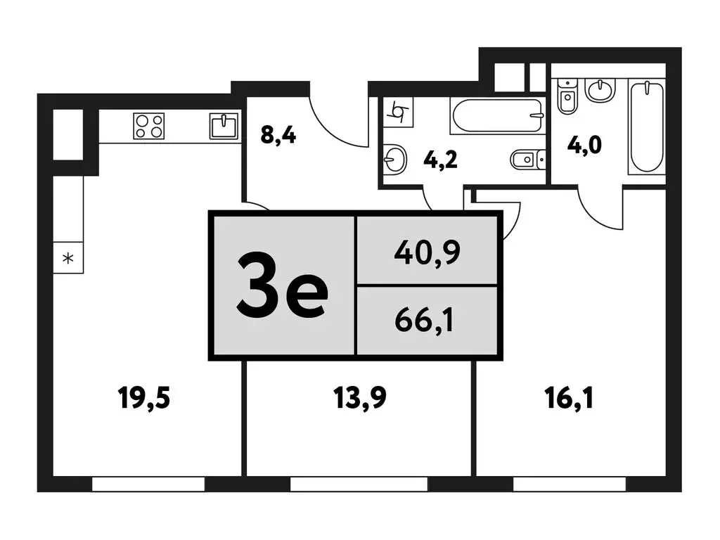 3-комнатная квартира: Москва, Фестивальная улица, 15к5 (66.1 м) - Фото 0