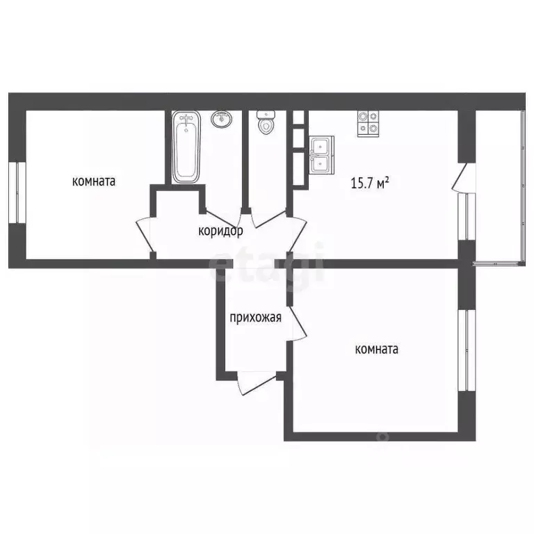 2-к кв. Калининградская область, Калининград Елизаветинская ул., 3 ... - Фото 2