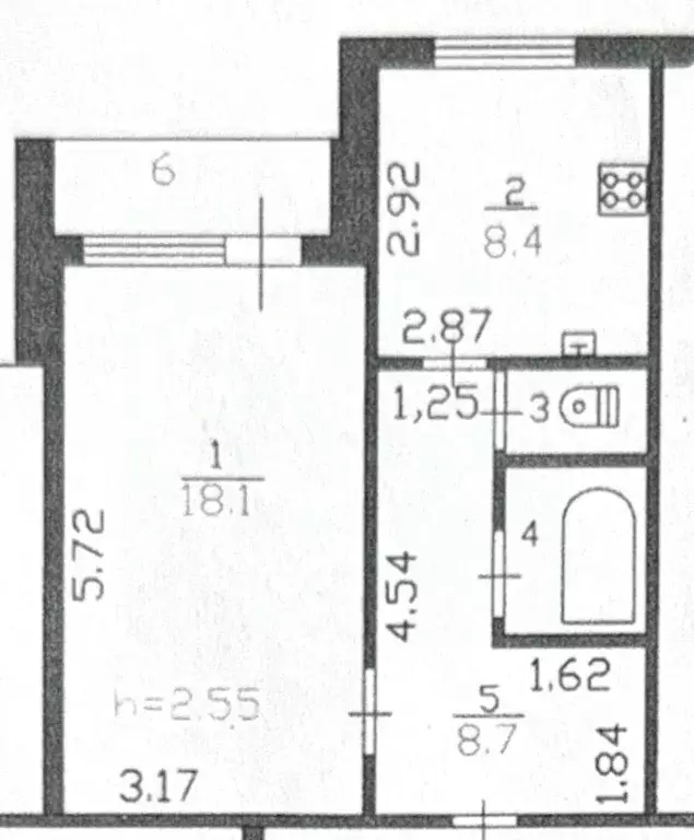 Квартира, 1 комната, 38.79 м - Фото 0