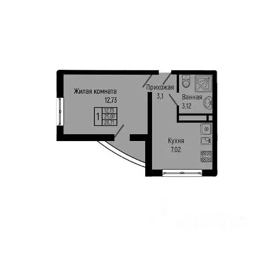 1-к кв. Краснодарский край, Туапсинский муниципальный округ, с. ... - Фото 1