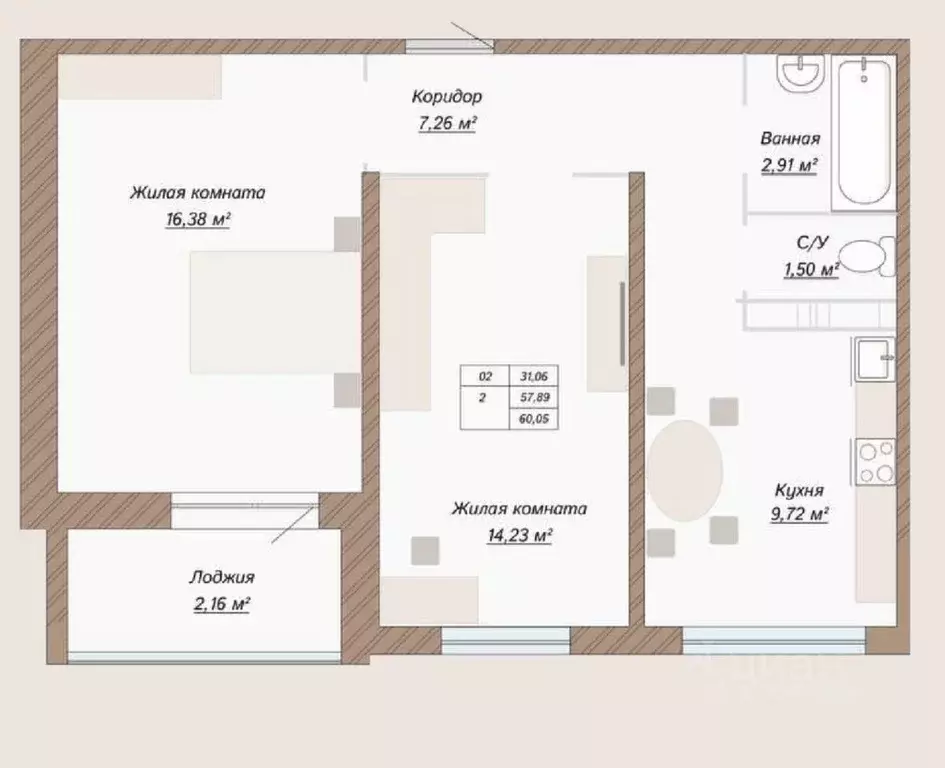 2-к кв. Самарская область, Тольятти Проспект Московский жилой комплекс ... - Фото 1