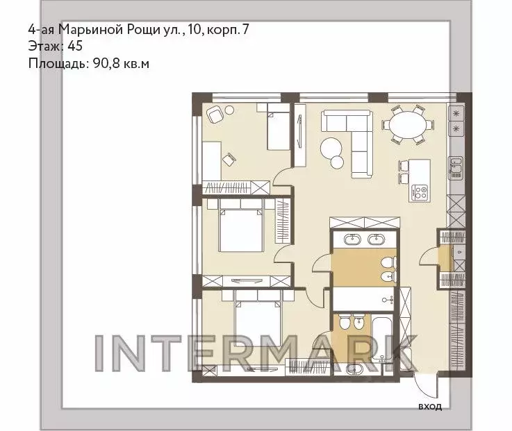 4-к кв. Москва ул. 4-я Марьиной рощи, 10к7 (90.8 м) - Фото 2