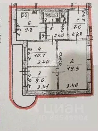 3-к кв. Санкт-Петербург Белградская ул., 8К1 (64.2 м) - Фото 2