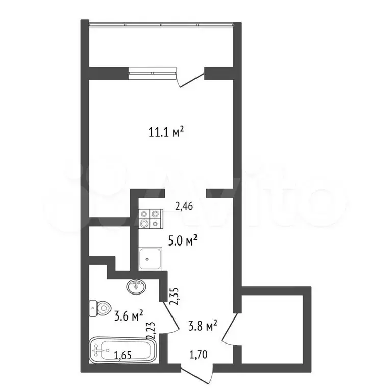 Квартира-студия, 27 м, 1/10 эт. - Фото 0