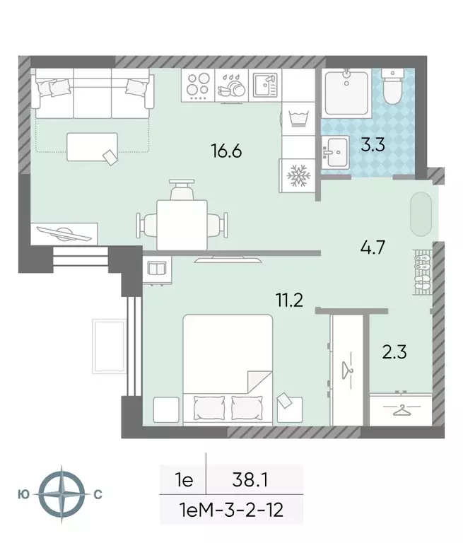 Продаётся 1-к квартира, 38.1 м - Фото 1