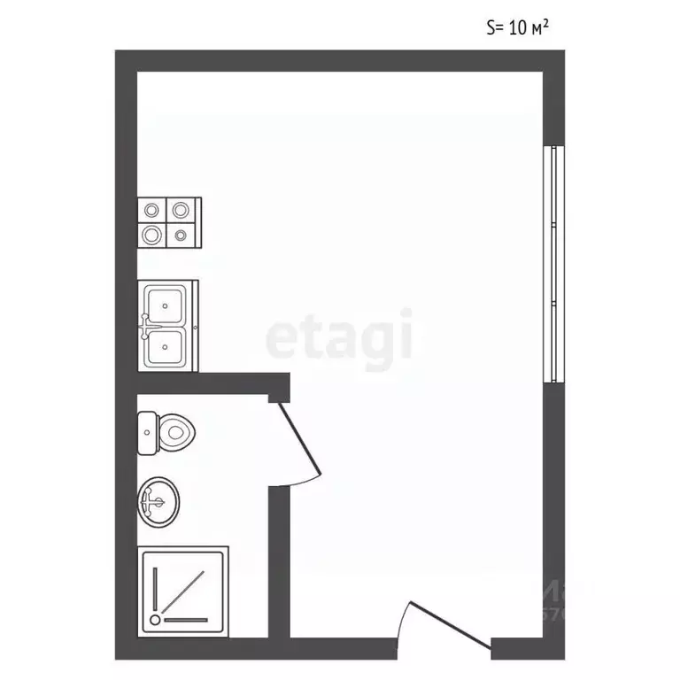 Студия Санкт-Петербург ул. Тюшина, 20Е (10.0 м) - Фото 2