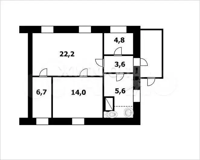 4-к. квартира, 59,1 м, 1/1 эт. - Фото 0